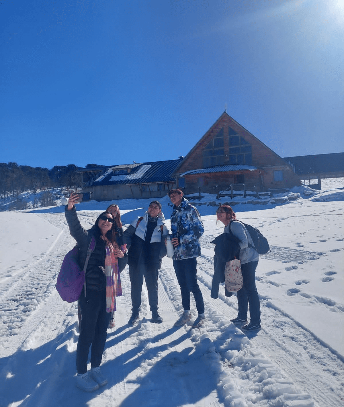 Estudiantes en la nieve